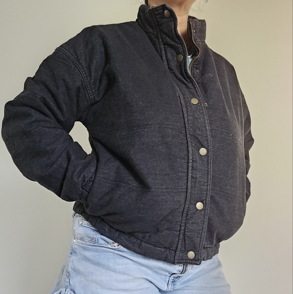 Black denim puffer jacket - Picture 2 of 6